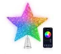 7" Silver Star Christmas Tree Topper, RGB Color Changing