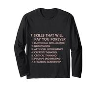 7 Skills That Will Pay You Forever AI Prompt Engineering Fun Long Sleeve T-Shirt