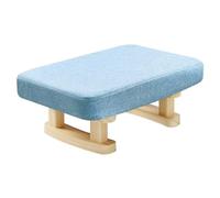 7" Small Foot Stool Ottoman, Square Linen Padded Footrest, Solid Wood Base, Extra Seating for Living Room, Entryway, Office - Slish & Functal Step Stool