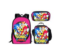 (7) Sonic 3 Piece School Bag Lunch Bag Pencil Case Kids Set