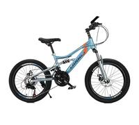 7 Speed Kids Bike, Unisex Mountain Bike, 18” 20" Road Bike, Sport Bicycle, Unisex Cycle, Double Front and Rear Suspension, 7 Gears, Dual Disc Break, Tool Kit, 6 to 12 Year Old (20 Inch)