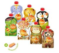 7 Squiz 130 ml - The Only Original Reusable Quetschb Bags Made in Switzerland, Patented Seal Guaranteed to Tight, Smoothies, Yogurt or Baby Food - BPA Free - BPS PVC and Phthalate Free