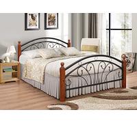 7 Star Ps102 Metal Frame Bed with metal Base and Solid Wooden Legs in Dirty Oak and White (Walnut-Black, Small Double (4ft))