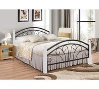 7 Star Ps102 Metal Frame Bed with metal Base and Solid Wooden Legs in Dirty Oak and White (White-Black, Single (3ft))