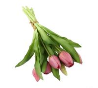 7 Stems Artificial Tulip Arrangement for Wedding, Party, and Home Decoration, Crafted from PU Material, Long lasting and Easy to Maintain (Light Purple)