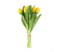 7 Stems Artificial Tulip Arrangement for Wedding, Party, and Home Decoration, Crafted from PU Material, Long lasting and Easy to Maintain (Yellow)