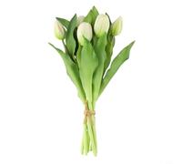 7 Stems Artificial Tulip Arrangement for Wedding, Party, and Home Decoration, Crafted from PU Material, Long lasting and Easy to Maintain (White)