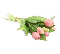 7 Stems Artificial Tulip Arrangement for Wedding, Party, and Home Decoration, Crafted from PU Material, Long lasting and Easy to Maintain (Pink)
