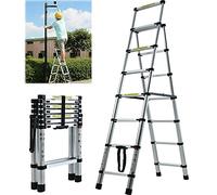 7 Step Ladder Aluminium Telescopic Heavy Duty Tall Stepladder 150kg/330lbs Capacity Anti Slip Safety Ladder EN131 Standard