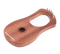 7 String Lyre Harp, Portable Metal Strings Mahogany Lyre Harp Musical Instrument, Turning Wrench Included, Warm Sound and Pleasant Tone, Ideal for Friends and Children