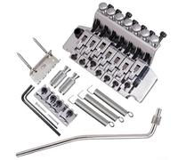 7 String Tremolo Bridge Set with Double Lock System for Electric Guitar, Metal Vibrato Bridge Featuring Swing Mechanism, Pull Plate and Saddle, String Spacing Approx 10 8mm (Silver)