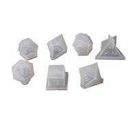 7 Styles Epoxy Resin Dice Moulds Silicone Resin Casting Polyhedron Game Dice Moulds Number for Board Games Die Cuts Words for Card Making