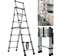 7 Telescopic Step Ladder Aluminium Heavy Duty 150KG/330lb Capacity Lightweight Folding Portable Extendable Anti-Slip A Frame Combination Stepladder for Home Garden Office Garage DIY