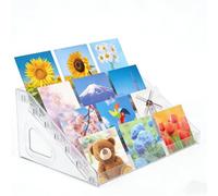 7-Tier Acrylic Greeting Card Display Stand,Portable Christmas Greeting Card Rack,Clear Postercard Holder Tiered Display Stands Magazine Organizer Rack Sticker Organizer for Retail Counter Desk
