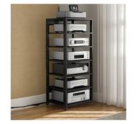 7-Tier Adjustable HiFi Rack AV Shelf - Media Tower for Audio Equipment, Mobile Audio Rack with Universal Wheels, Durable Metal Frame AV Component Cabinet for Home Use