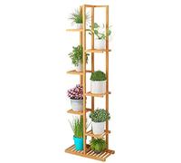 7-Tier Bamboo Plant Stand for Indoor/Outdoor Use - Elegant Flower Rack Space-Saving Design Perfect for Home & Garden Decor Holds Multiple Plants
