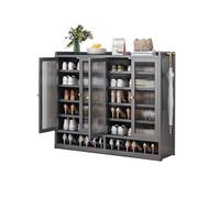 7 Tier Bamboo Shoe Cabinet with 4 Doors Rattan Hidden Shoe Rack Stylish Shoe Storage nizer for Entryway Multi Tier Wooden Shoe Rack for Small Spaces