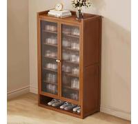7-Tier Bamboo Shoe Rack - Modern Wooden Storage Cabinet with 2 Doors for Entryway & Living Room - Stylish, Space-Saving in Brown - & Eco-Friendly Design