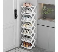 7-Tier Bamboo Shoe Rack - Vertical Foldable Shoe Storage for Entryway & Hallway - No Installation Needed Stylish Wood Design (Color: B)