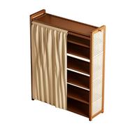 7-Tier Bamboo Shoe Rack with Privacy Curtain, Space-Saving nizer for Entryway, Hallway, Living Room - 90x97x25cm (35.4x38.2x9.8in)