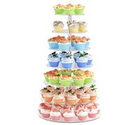 7 Tier Cupcake Stand, Round Cupcake Tower Stand, Clear Acrylic Cupcake Tier Stand, Cupcake Dessert Display Stand for Wedding Graduation Birthday