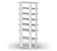 7-Tier Industrial Vertical Shoe Rack Detachable Board Narrow Small Space White