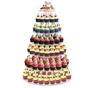 7 Tier Large Cupcake Stand, Round Cupcake Stand for 100 Cupcakes, Tiered Cupcake Display Stand, Clear Acrylic Cup Cake Tower Stand, Dessert Table Display Set for Gatherings and Celebrations