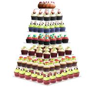 7 Tier Large Cupcake Stand, Square Cupcake Stand for 150 Cupcakes, Tiered Cupcake Holder Stand, Clear Acrylic Cup Cake Tower Stand, Dessert Table Display Set for Gatherings and Celebrations