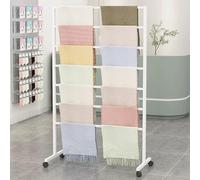 7 Tier Metal Scarf Display Stand with Wheels, Freestanding Rack for Commercial Retail Store Use