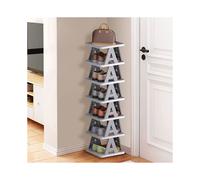 7-Tier Narrow Free-Standing Shoe Rack, Space-Saving Tall Organizer (97.5 cm), Lightweight Plastic
