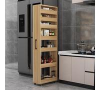 7 Tier Rolling Kitchen Cart with Wood Spice Rack on Wheels Narrow Storage Cabinet for Small Spaces Double Sided Kitchen nizer Dark Walnut Finish 25x55x184cm