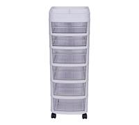 7-Tier Rolling Storage Cart with 6 Clear Drawers Wide Plastic on 4 Wheels 34.2" H x 14.1" D x 11.8" W - Ideal for Home & Office nization