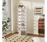 7-Tier Rotating Shoe Rack 360° Freestanding Shoe nizer High Base Shoe Tower Lazy Susan Storage Solution Holds 28 Pairs of Shoes Space-Saving Design