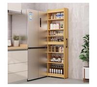 7-Tier Slim Rolling Spice Cart Narrow Kitchen Storage Cabinet on Wheels Freestanding Shelves for Pantry & Closet Wooden Next to Fridge (15x45x184cm)