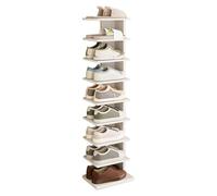 7-Tier Vertical Shoe Rack for Entryway Hallway - Space-Saving Wooden Storage20 x 30 x 114 cm Stylish White Design Perfect for Small Spaces