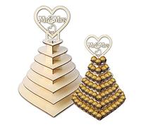 7 Tier Wooden Chocolate Display Stand Tower, Personalised"Mr & Mrs" Heart Shape Dessert Candy 3D Holder, Wedding Display Stand Rack, Wedding Decoration Supplier Party Centrepiece