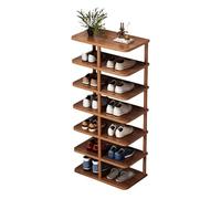 7 Tier Wooden Shoe Rack Space Saving Open Shoe Cabinet for Hallway & Dressing Room Tall Narrow Design (48x24x96 cm White & Wood Color)