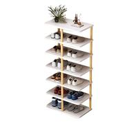 7 Tier Wooden Shoe Rack Tall Narrow Shoe Cabinet for Entryway & Dressing Room Space Saving Design 48x24x96cm White & Wood Finish Ideal for nizing Shoes