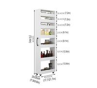 7-Tier Wooden Spice Rack on Wheels - Double-Sided Kitchen Storage Cart for Small Spaces, Mobile Rolling Shelf, Narrow Design, Warm White Finish, Perfect Next to Fridge