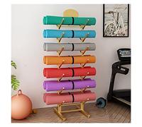 7-Tier Yoga Mat Rack with Lockable Wheels, Heavy Du Foam Roller Shelf for Home Gym, Space Saving Freestanding Organizer Holder for Studios & Offices, Black Gold White