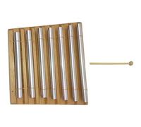 7 Tone Hand Chime, Beech Wood Sound Bar with Metal Tubes and Mallet, Percussion Instrument for Classroom Management, Meditation, Yoga, Sound Therapy, Relaxation, 6.6 in / 16.7 cm, Silver