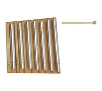 7 Tone Hand Chime, Beech Wood Sound Bar with Silver Metal Tubes and Mallet, Percussion Instrument for Classroom Management, Meditation, Yoga, Sound Therapy, Relaxation, 6.6 in