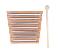 7 Tone Hand Chime with Mallet, Wood Meditation Chime Bell, Percussion Musical Instrument for Sound Healing and Mindfulness Practice, Aluminum Alloy Metal Tubes with Beech Wood Base