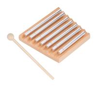 7 Tones Hand Chime, Wood Meditation Chime Bell Metal Tubes Wood Percussion Musical Instrument with Mallet Suitable for Prayers, Eastern Energy, Mindfulness Practice