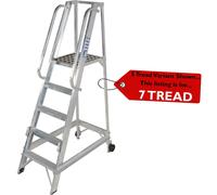 7 Tread 1.7m Aluminium Warehouse Picking Steps & Handrail Narrow Aisle Stairs