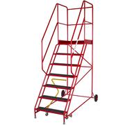 7 Tread HEAVY DUTY Mobile Warehouse Stairs Anti Slip Steps 2.58m Safety Ladder