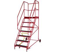 7 Tread HEAVY DUTY Mobile Warehouse Stairs Anti Slip Steps 2.58m Safety Ladder