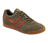 (7 UK 41 EU 8 US) Gola Harrier Khaki Orange Spice Mens Suede Trainers