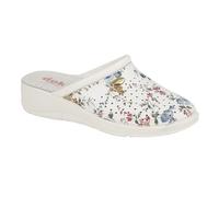 (7 UK, White) Dek Womens/Ladies Floral Leather Clogs
