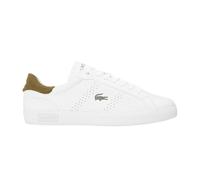 Lacoste Mens Powercourt Leather Flat Trainers - White/Green - 7 UK - White/Green - 100% Mixed